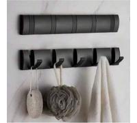Shein 1 pieza Organizador de pared plegable de uso pesado - Opciones de 2/3/4/5/6/7/8 ganchos de color negro y negro dorado - Estante de almacenamiento dura
