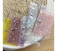 Shein 1 pieza Organizador de tarjetas compacto con llavero - Morado/Rosa pastel, cierre a presión, monedero de dos bolsillos transparentes para tarjetas de