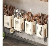 Shein 1 pieza Organizador multifuncional para palillos de cocina, estante de drenaje de palillos montado en la pared, estante de almacenamiento de utensilio