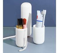 Shein 1 pieza Organizador portátil de brochas de maquillaje, Soporte para cepillo de dientes de viaje, Juego de soporte para bolígrafos, Taza multifuncional