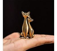 Shein 1 pieza Ornamento de gatos en pareja Escultura de latón vintage Pieza artística con gatos entrelazados y amorosos, pieza artística ideal para decorar