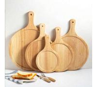 Shein 1 pieza Pala para pizza de bambú de 6-13 pulgadas, bandeja de horno circular, bandeja para servir alimentos para pizza, pan, carne, fruta, queso, tabl