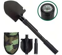 Shein 1 pieza Pala plegable multifuncional de acero inoxidable con sierra, pico y abrebotellas - Una herramienta de supervivencia al aire libre duradera ade