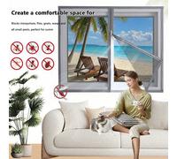 Shein 1 pieza Pantalla de mosquitera con gris, tipo de ventana con cremallera autoadhesiva, nuevo dispositivo antiinsectos doméstico 2026, sin necesidad de