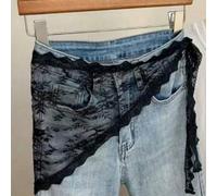Shein 1 pieza Pañuelo triangular de encaje floral, delantal de cintura, falda de estilo minimalista coreano, adecuado para exteriores, combinación de vestid