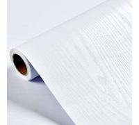 Shein 1 pieza Papel pintado autoadhesivo con efecto de madera blanco y beige falso, decoración de habitación, renovación de muebles, paneles de pared, papel