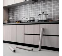 Shein 1 pieza Papel pintado de PVC, rollo adhesivo de pared con patrón de madera moderno para el hogar, paneles de pared autoadhesivos para renovación, pape