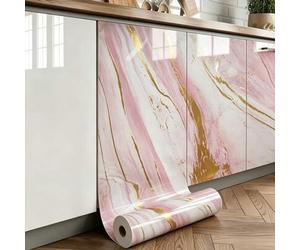 Shein 1 pieza, papel tapiz de aluminio con efecto marmoleado, impermeable, autoadhesivo, removible, de vinilo, fácil de limpiar, para usar en baños, mesas,