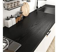 Shein 1 pieza Papel tapiz de grano de madera negro, papel autoadhesivo de vinilo, adhesivo removible de PVC, adecuado para decoración de hogar, contador, sa