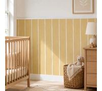 Shein 1 pieza Papel tapiz de panel de pared con rayas verticales vintage, PVC mate autoadhesivo removible, verde salvia/amarillo mostaza, adecuado para dorm