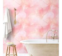 Shein 1 pieza Papel tapiz efecto mármol de lujo de alto nivel estilo nórdico rosa con adhesivo, para fondo de TV, sofá, dormitorio, papel tapiz removible gr