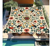Shein 1 pieza Parasol estilo bohemio con estampado floral, hecho de material de poliéster, adecuado para playa, camping, fiesta de cumpleaños, boda, jardín,