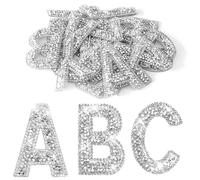 Shein 1 pieza Parche con letra de strass brillante, Pegatina con letra de perla y brillo, A-Z Parche con letra del alfabeto en inglés personalizado y autoad