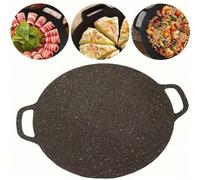 Shein 1 pieza Parrilla coreana para BBQ, Sartén redonda antiadherente de 13.39 pulgadas, Apta para uso en el hogar y al aire libre, Electrodoméstico de coci