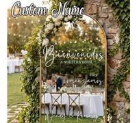 Shein 1 pieza - Pegatina de espejo personalizada para boda, nombres de la pareja de novios personalizados, fecha, pegatina de letrero de bienvenida para la