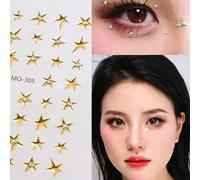 Shein 1 pieza Pegatina de estrella dorada para la cara, pegatina de estrella con purpurina para maquillaje de escenario, decoración de maquillaje de ojos co