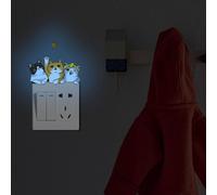 Shein 1 pieza Pegatina de interruptor de pared con patrón de gato que brilla en la oscuridad, pegatinas, vinilos decorativos para el hogar, artículos de dec