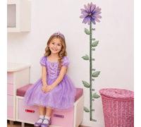 Shein 1 pieza Pegatina de pared con gráfico de altura infantil con diseño de flores de dibujos animados, medidor de crecimiento con flores de acuarela en pú