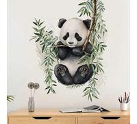 Shein 1 pieza Pegatina de pared con patrón de animal y bambú lindo y de dibujos animados para decoración de habitación, autoadhesiva, pegatinas, vinilos dec