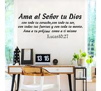 Shein 1 pieza Pegatina de pared con versículo bíblico del Evangelio de Lucas en español - "El amor de Dios da poder a tu corazón", adecuado para dormitorio,