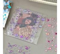 Shein 1 pieza Pegatinas de gasa de mariposa iridiscente de 5 colores, pegatinas de rhinestone de mariposa 3D súper brillantes, adecuadas para decorar álbume
