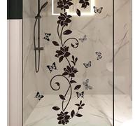 Shein 1 Pieza Pegatinas de pared de flor negra, mariposa y vid, arte floral de simplicidad, calcomanías de pared removibles de PVC para decoración del hogar