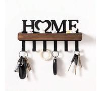 Shein 1 pieza Perchero de llaves de madera, organizador de almacenamiento montado en la pared, gancho decorativo de metal para la entrada, pasillo