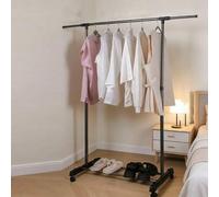 Shein 1 pieza Perchero de ropa clásico pequeño de barra única retráctil, estante de almacenamiento, perchero de abrigos, estante para secar, alta capacidad,