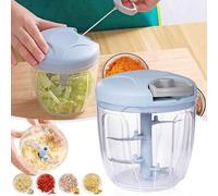 Shein 1 pieza Picador de verduras y frutas, molinillo de ajo manual con cuerda de tracción multifunción, prensa de ajo, picador de verduras, triturador de f