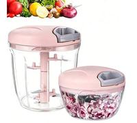 Shein 1 pieza Picadora de verduras de cocina, procesador de alimentos manual multifuncional, picadora de ajo portátil de tracción manual, cortadora de cebol