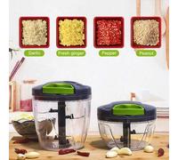 Shein 1 pieza Picadora de verduras multifuncional de cocina, prensa de ajo, procesador de alimentos manual, herramienta picadora de verduras portátil con co