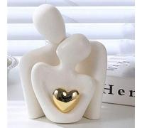Shein 1 pieza Pieza decorativa con forma de corazón abstracto chapada en oro, decoración de pareja abrazándose, adecuada para el hogar, dormitorio, oficina