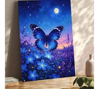 Shein 1 pieza Pintura al óleo digital por números, Mariposa Morpho azul, Arte en lienzo hecho a mano adecuado para principiantes adultos, Pintura al óleo di
