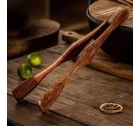 Shein 1 pieza Pinza de madera para alimentos - Pinzas de cocina de madera de palo de rosa duraderas y de uso múltiple; resistentes al calor y fáciles de lim
