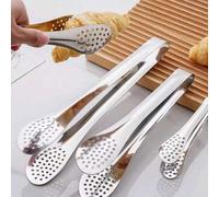 Shein 1 pieza Pinzas para servir de acero inoxidable, clásicas pinzas plateadas para asar en la cocina