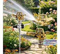 Shein 1 pieza Piqueta de aleación de aluminio + Cabezal de aspersor giratorio de aleación de zinc, Riego de jardín de gran cobertura con rotación automática