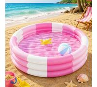 Shein 1 pieza Piscina inflable redonda a rayas, piscina inflable portátil, adecuada para fiestas de verano, juegos de patio, jardín, uso interior y exterior