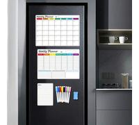 Shein 1 pieza Pizarra magnética para refrigerador, tablero de notas, planificador mensual, planificador semanal, planificador diario, imanes de colores, bor