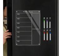 Shein 1 pieza Planificador de escritorio acrílico 3D con pizarra blanca y pegatina magnética para refrigerador, tabla duradera para plan de comidas semanal