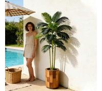 Shein 1 pieza Planta de palma artificial grande de 70-130 cm, ramas realistas de palma de sagú de plástico verde, hojas de Montserrat, hojas de palma de mar