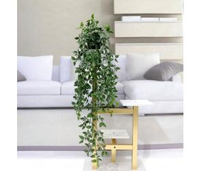Shein 1 pieza Planta en maceta con diseño de mandala, decoración colgante de enredadera verde para cercas, jardín, plantas artificiales para oficina interio