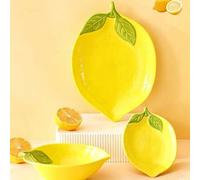 Shein 1 pieza Plato con forma de limón, adecuado para la decoración de la mesa de comedor del hogar y el servicio de alimentos en primavera/verano