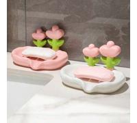 Shein 1 pieza Plato de jabón con drenaje automático con diseño floral - Accesorio de baño duradero e higiénico para la decoración del hogar