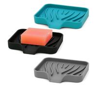 Shein 1 pieza Plato de jabón de silicona, soporte de jabón de unicolor y simple, bandeja de jabón con drenaje automático para encimera, fregadero, estante d