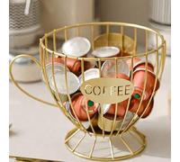 Shein 1 pieza Porta cápsulas de café estilo nórdico dorado, organizador de lujo ligero para aperitivos para el hogar, estantería expositora para cafetería