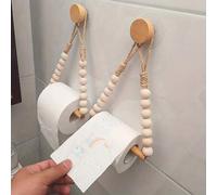 Shein 1 pieza Portarrollos de papel higiénico montado en la pared sin taladro con cuerda y estante de almacenamiento de madera - Decoración de baño rústica