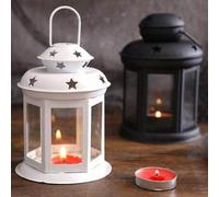 Shein 1 pieza Portavelas de arte de hierro, decoración de estrella hueca, vela navideña, farol decorativo de hierro, farol para exteriores para decoración d