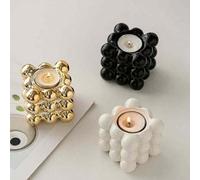 Shein 1 pieza Portavelas de cubo mágico de resina de color dorado/blanco/negro/mágico para aromaterapia, adorno decorativo geométrico de cubo mágico para el