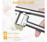 Shein 1 pieza Prensa de ajo de acero inoxidable manual, triturador de ajo, a prueba de óxido, fácil de limpiar, utensilio de cocina