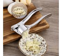 Shein 1 pieza Prensa de ajo manual de acero inoxidable, trituradora de ajo plateada, picadora de ajo, prensa de ajo multifunción de cocina, trituradora de a